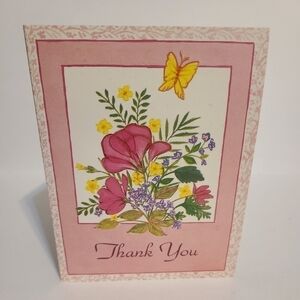 Vintage Walter Drake | Pink Flowers Thank You Card